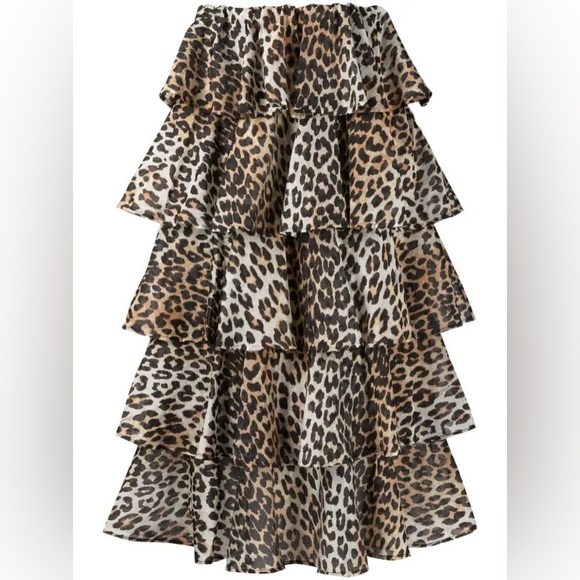GANNI - leopard print high waist skirt - Picture 3 of 5